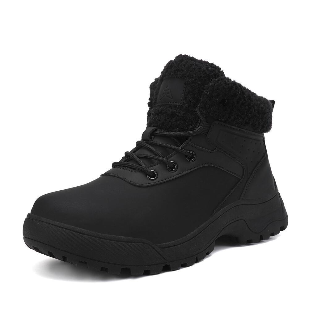 Womens Winter Snow Boots US 7 Black Faux Fur Lined Lace Up Outdoor 7035